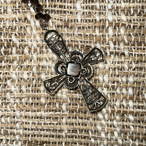 Silpada Smoky Quartz Marquessa Sterling Silver cross Necklace N2331 36” - Picture 4 of 5